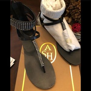 ASH Majestic Black Studded Thong Sandal NEW size41